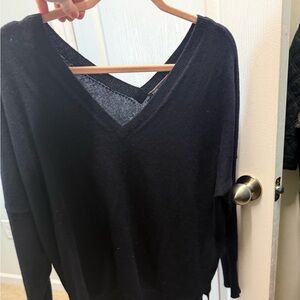 Vince Black V-Neck Sweatshirt